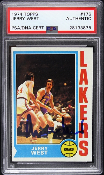1974 Jerry West Los Angeles Lakers Autographed Topps Trading Card (PSA/DNA Slabbed)