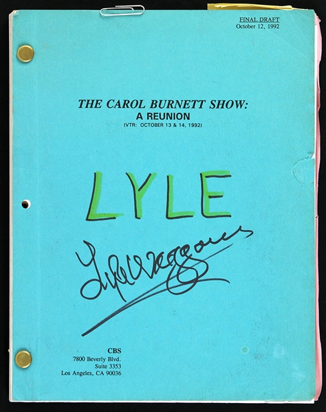 1992 Lyle Waggoner The Carol Burnett Show: A Reunion Signed Script (Lyle Waggoner Collection)(JSA)