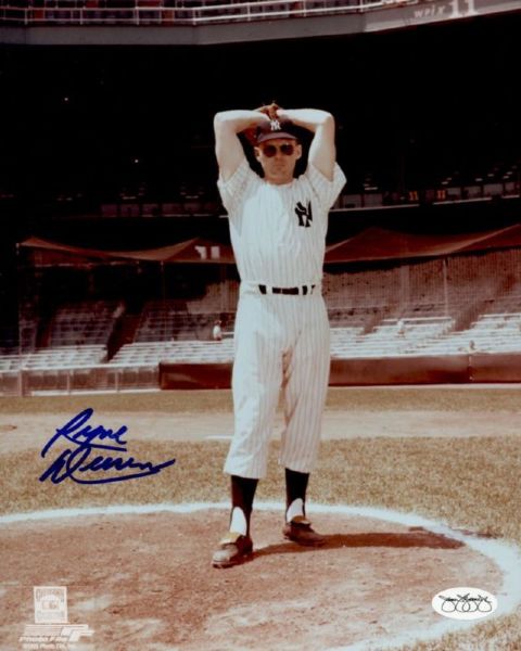 1958-61 New York Yankees Ryne Duren Autographed 8x10 Color Photo JSA Hologram
