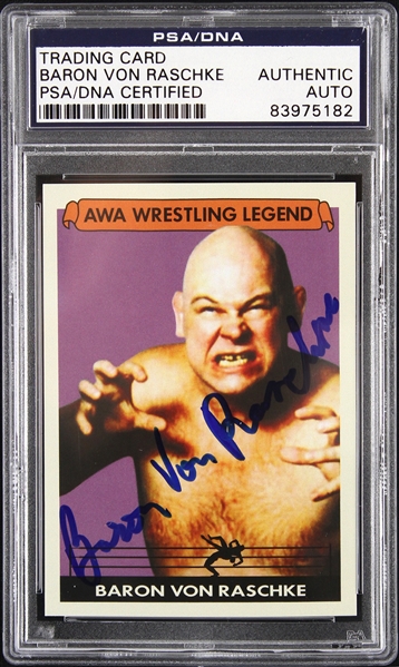 1966-1995 Baron Von Raschke, “The Clawmaster” AWA Wrestling Legend Signed Slabbed Card (PSA/DNA)