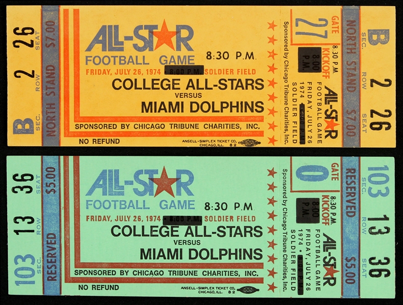 1974 All-Star Game College All-Stars vs Miami Dolphins Tickets 