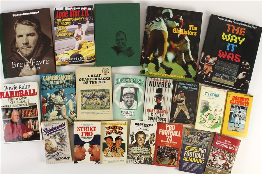 1960s-2000s Baseball and Football Hardcover and Paperback Books (Lot of 49)