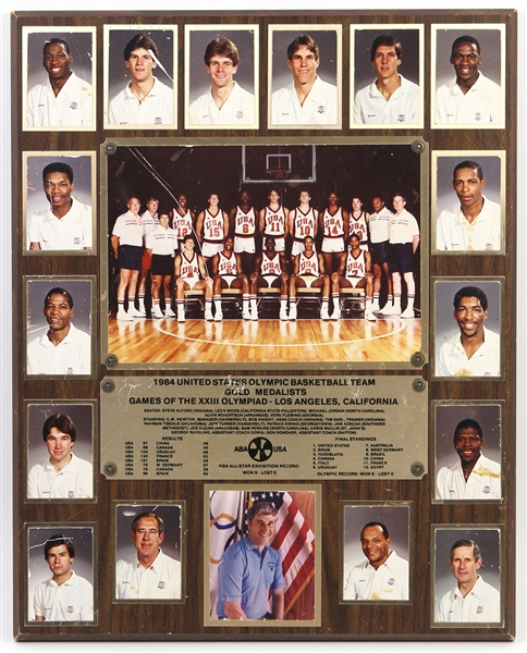 1984 United States Olympic Basketball Team Gold Medalists 16"x 20" Plaque Featuring Michael Jordan (EX Bobby Knight Collection)