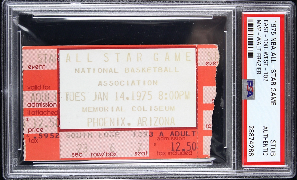 1978 NBA All-Star Game East vs West w/ MVP Walt Frazier Ticket Stub (PSA/DNA Slabbed)