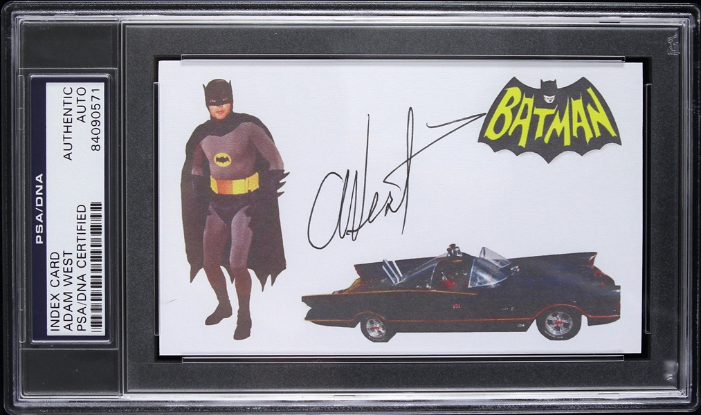 1966-1968 Adam West Batman Signed 3"x 5" Index Card (PSA/DNA Slabbed)