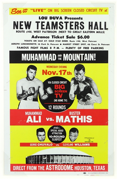 1971 Muhammad Ali vs Buster Mathis "Muhammad and the Mountain" 14"x 22" Closed Circuit Poster 