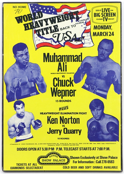 1975 Muhammad Ali vs Chuck Wepner 14"x 20" Closed Circuit Poster 