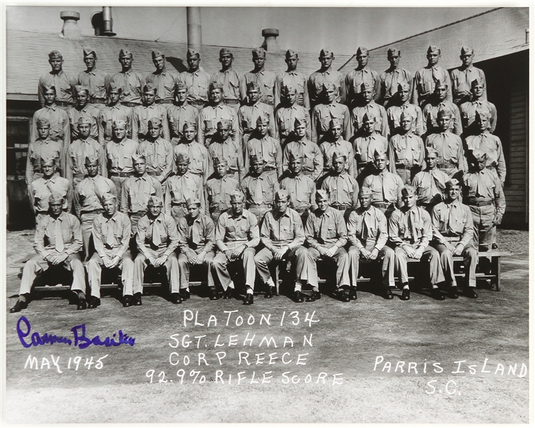 1945 Carmen Basilio Platoon 134 Signed 8"x 10" Photo (MEARS LOA)