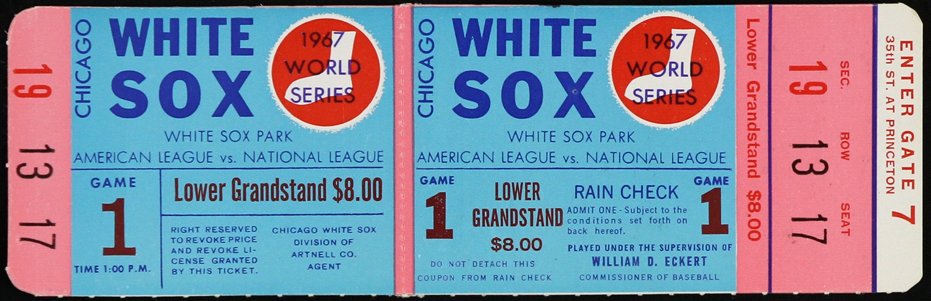 1967 Chicago White Sox World Series Game 1 Ticket 