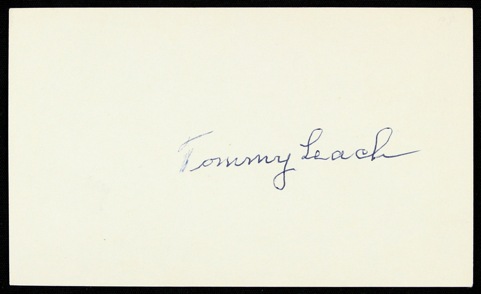 1960s Tommy Leach Pittsburgh Pirates Signed 3" x 5" Index Card (JSA)