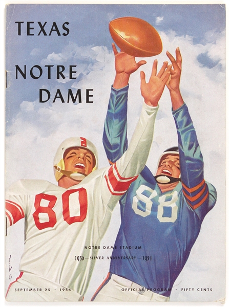 1954 Texas Notre Dame Official Program Featuring Paul Hornung of the Green Bay Packers 