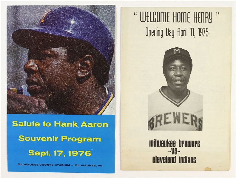 1975-1976 Hank Aaron Milwaukee Brewers Souvenir Program and Song 