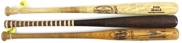 1973-85 Professional Model Game Used Bat Collection - Lot of 3 w/ Pete LaCock, Ted Sizemore & Cesar Cedeno (MEARS LOA)