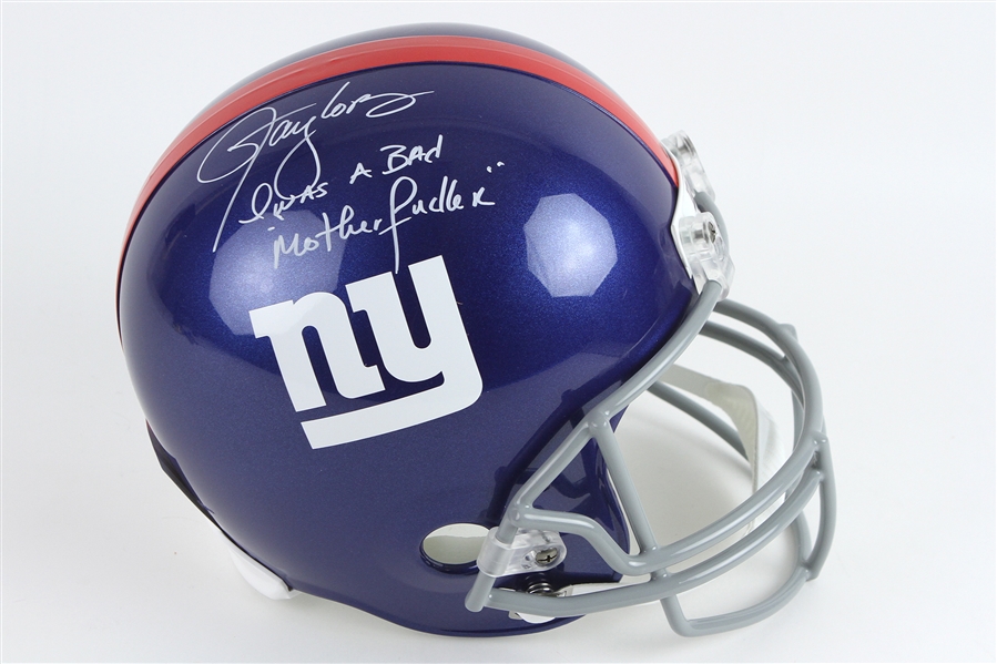 2017 Lawrence Taylor New York Giants Signed & Uniquely Inscribed Full Size Display Helmet (*JSA*)