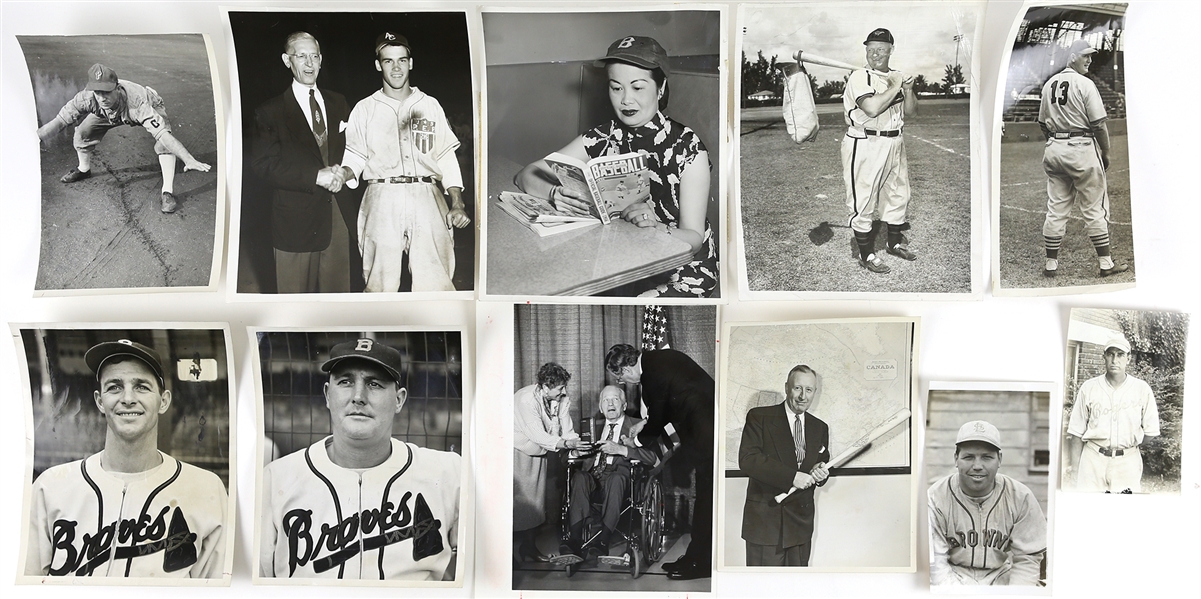 1930s-1950s Milwaukee Braves / St. Louis Browns / Baltimore Orioles and More Original 8"x 10" Photos (Lot of 10)