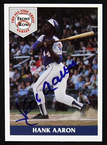 1992 Hank Aaron Milwaukee Braves Signed Front Row Trading Card (JSA)
