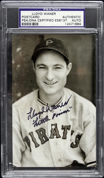 1927-1941 Lloyd Waner Pittsburgh Pirates Signed 3"x 5" Postcard (PSA/DNA Slabbed)