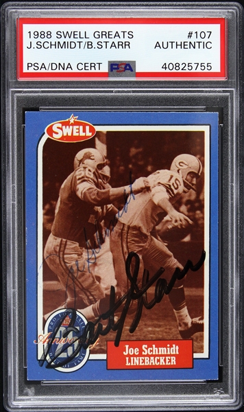 1988 Bart Starr & Joe Schmidt Signed Swell Football Greats Hall of Fame Trading Card (PSA/DNA Slabbed) 