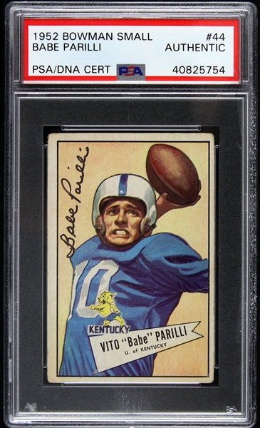 1952 Babe Parilli Green Bay Packers Signed Bowman Small Trading Card (PSA/DNA Slabbed) 