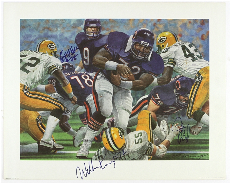 1985 William Perry Chicago Bears vs Green Bay Packers Multi-Signed Super Bowl XX Season Sears Roebuck Commemorative 16"x 20" Print (JSA) 