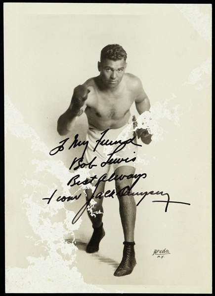 1919-1926 Jack Dempsey World Heavyweight Champion Signed 5"x 7" Photo 