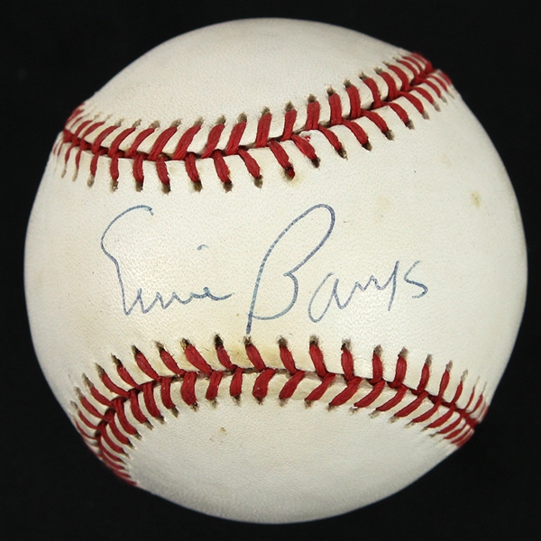 1993-94 Ernie Banks Chicago Cubs Signed ONL White Baseball (JSA)