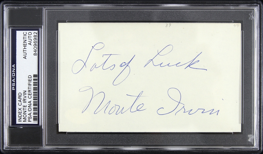 1949-1955 Monte Irvin New York Giants Signed 3"x 5" Index Card (PSA/DNA Slabbed)