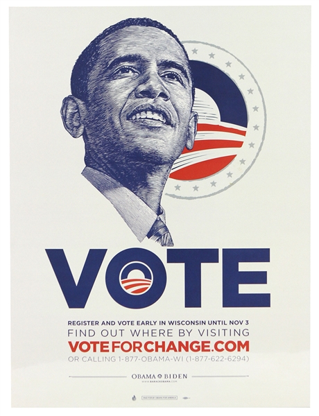 2008 Barack Obama "Vote for Change" 18"x 24" Campaign Poster