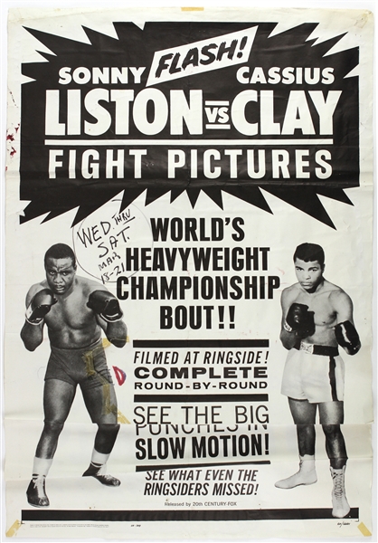 1964 Cassius Clay (Muhammad Ali) vs. Sonny Liston Fight Pictures 27"x 41" One Sheet