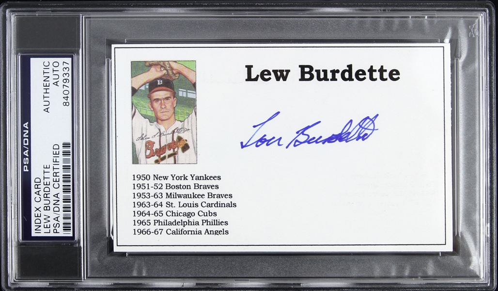 1951-1963 Lew Burdette Milwaukee Braves Signed 3"x 5" Index Card (PSA/DNA Slabbed) 