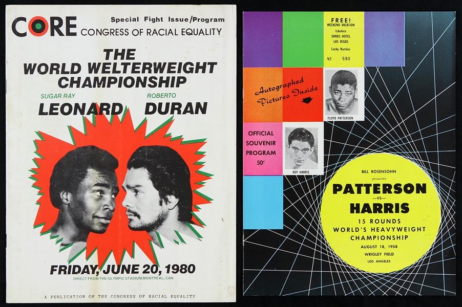 1950s-1980s Floyd Patterson and Sugar Ray Leonard Boxing Programs 