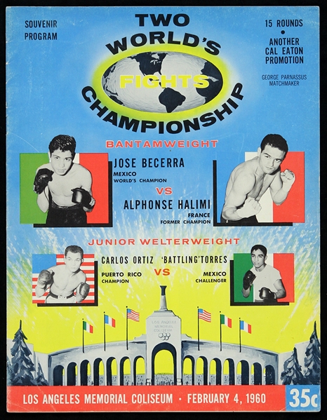 1960 Jose Becerra vs Alphonse Halimi Two Worlds Championships Souvenir Program 
