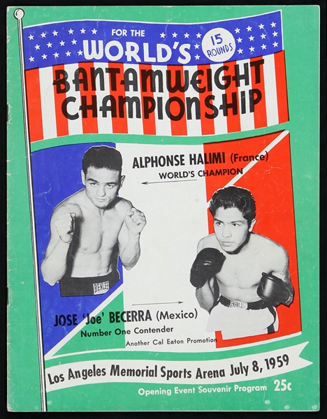 1959 Alphonse Halimi vs Jose "Joe" Becerra World Bantamweight Championship Program 
