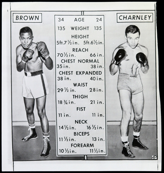 1959 Joe Brown vs Charnley Tale of the Tape 7"x 8" Photo 