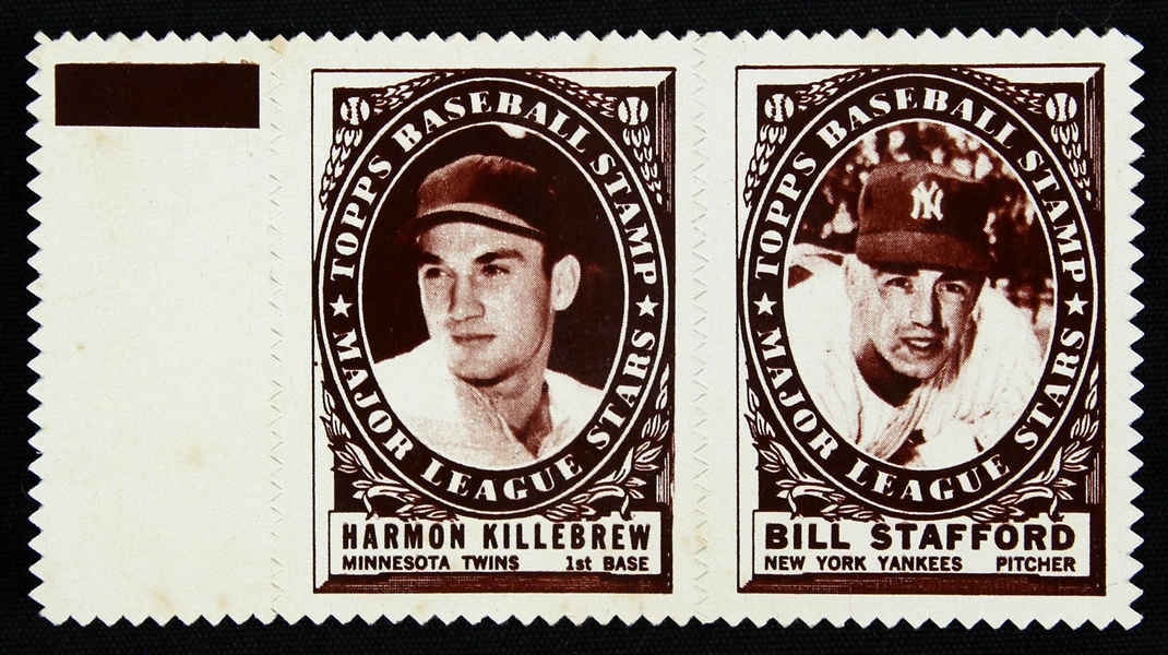 1961 Harmon Killebrew & Bill Stafford Topps Baseball Stamps Major League Stars