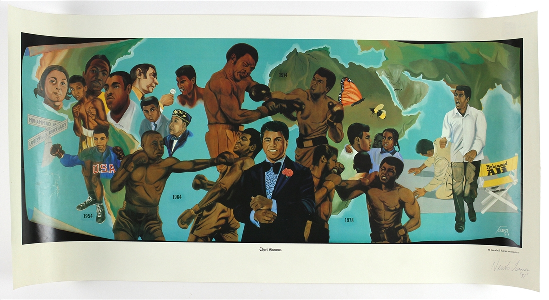 1990s Herschell Turner / Muhammad Ali "Three Crowns" 18"x 37" Poster