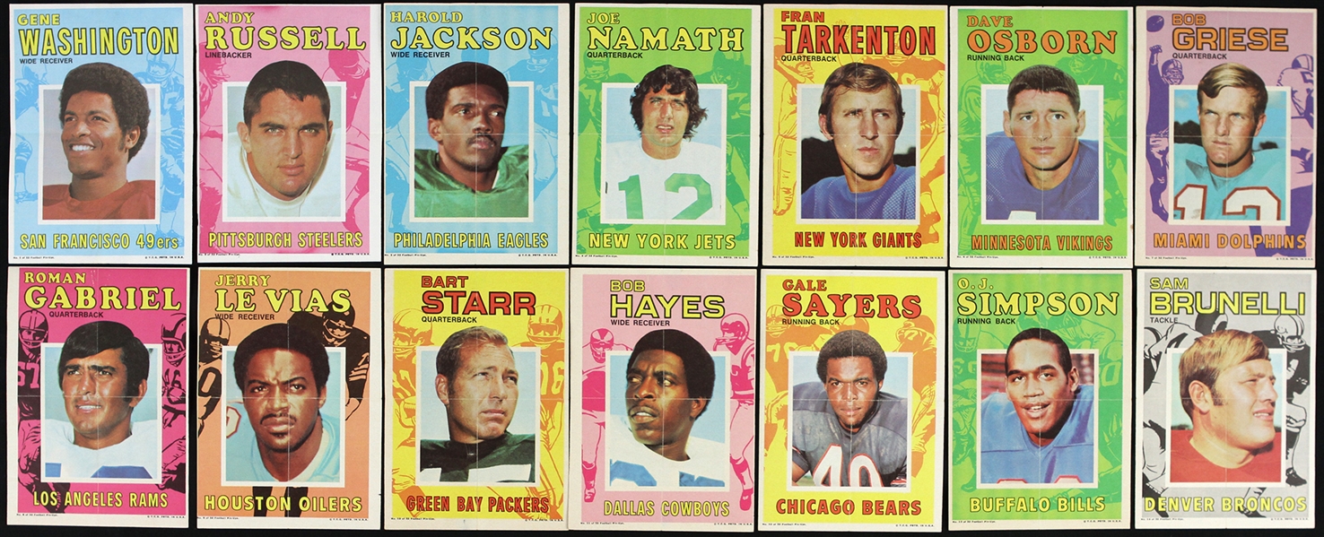 1971 Topps Football 5"x 7" Pin-Ups Including Gene Washington, Bob Griese, John Brodie, and more (Lot of 25+)