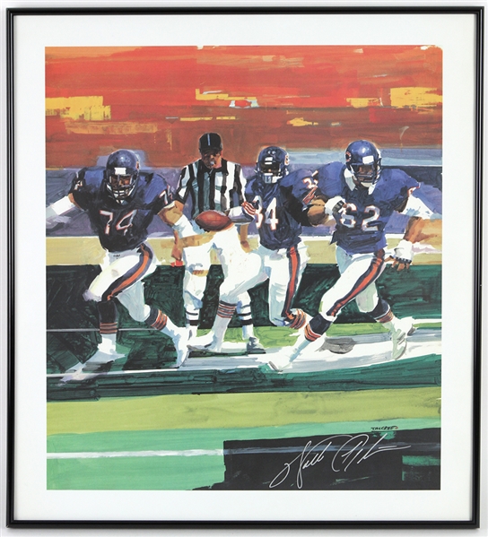 1990s Walter Payton Chicago Bears Signed 20" x 22" Framed Lithograph (JSA)