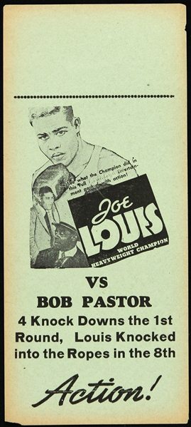 1939 Joe Louis vs. Bob Pastor 5"x 11" Flyer 
