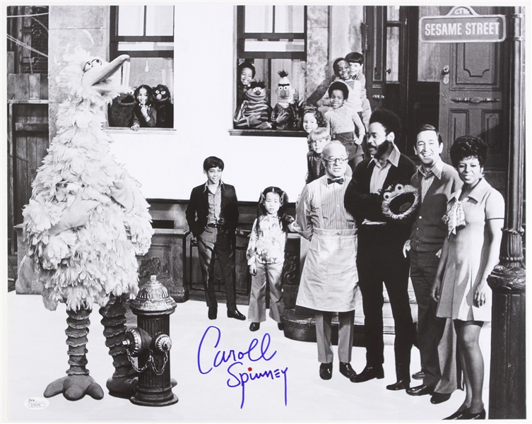 1969 Carroll Spinney “Big Bird” On Sesame Street LE Signed 16x20 B&W Photo (JSA) W/ Original Cast
