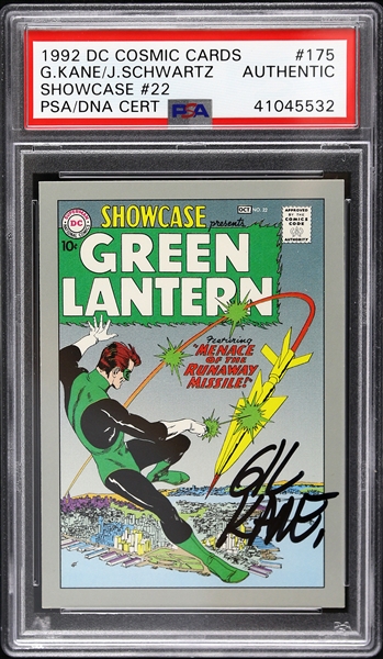 1992 Gil Kane & Julius Schwartz Green Lantern Signed DC Cosmic Card (PSA/DNA Slabbed)