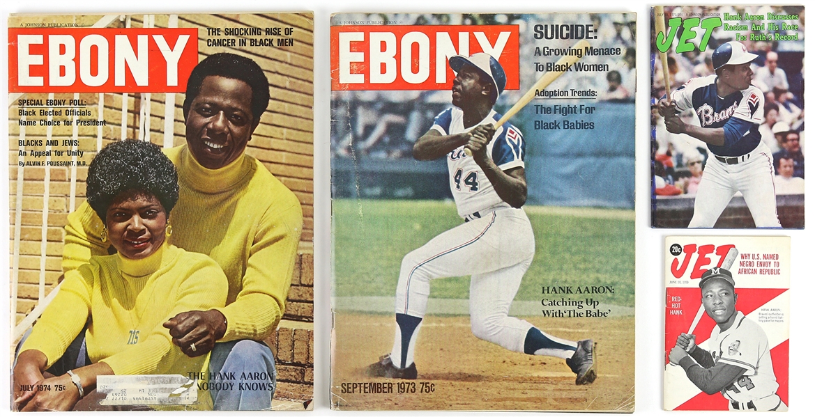 1950s-1970s Hank Aaron Milwaukee Braves Jet and Ebony Magazines (Lot of 4)