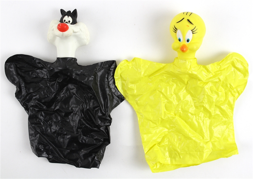 1950s Sylvester & Tweety Looney Tunes 9" Hand Puppets 