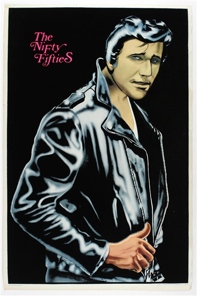 1976 The Fonz Happy Days "The Nifty Fifties" 23"x 35" Velvet Poster 