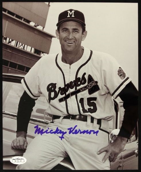 1959 Mickey Vernon Milwaukee Braves Signed 8" x 10" Photo JSA