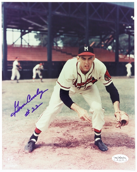 1954-58 Gene Conley Milwaukee Braves Autographed 8x10 Color Photo *JSA*
