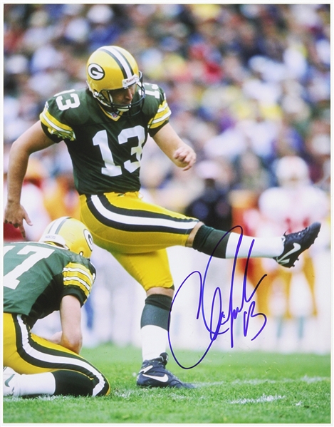 1989-1996 Chris Jacke Green Bay Packers Signed 11"x 14" Photo (JSA)