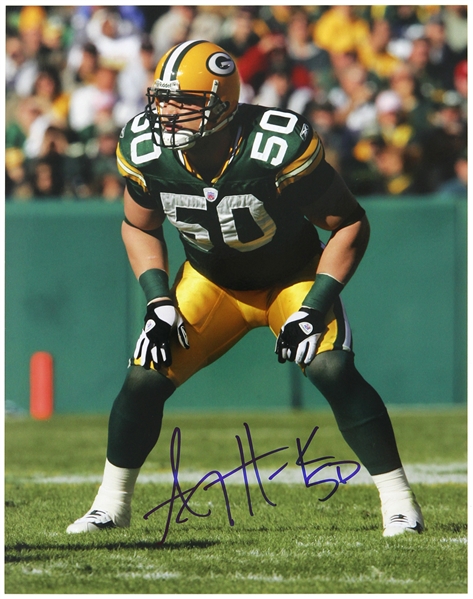 2006-2014 A.J. Hawk Green Bay Packers Signed 11"x 14" Photo (JSA)