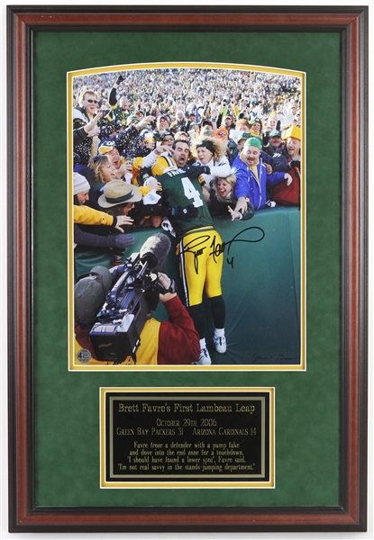 2006 Brett Favre Green Bay Packers Signed 20"x 29" Framed "First Lambeau Leap" (Brett Favre COA)