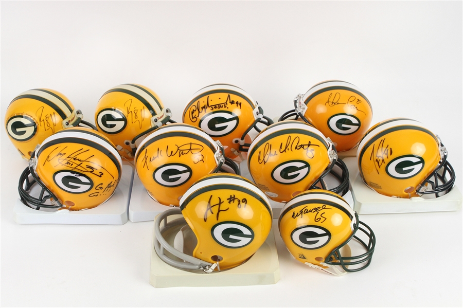 2000s Green Bay Packers Signed Mini Helmets - Lot of 10 w/ William Henderson, Frank Winters, Mark Tauscher, Mike McCarthy & More (JSA)